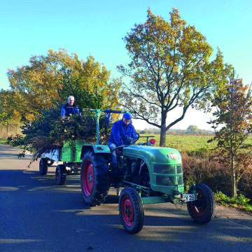 Trecker mit Anhänger auf der Straße